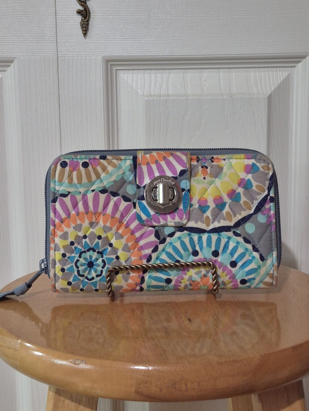 Very bradley turlock zip around RFID protected quilted wallet in sunny medallion